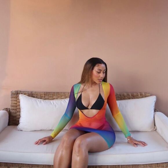 Kurt Geiger • London Rainbow Gradient Mesh V Dress - Picture 5 of 8